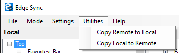 Screen shot of Utilities menu